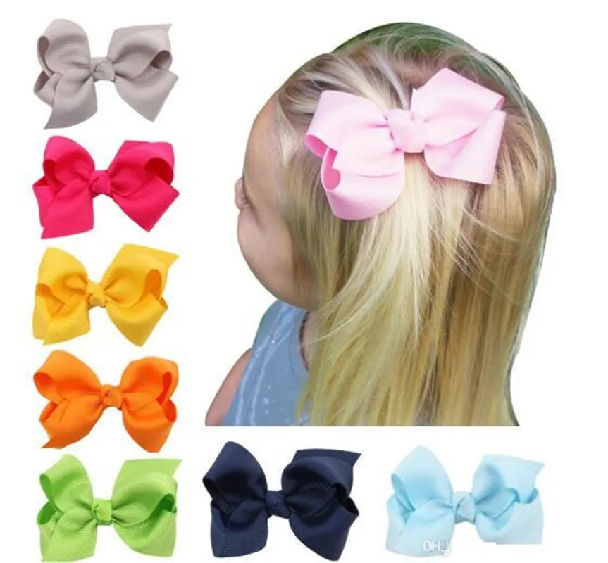 Korean 3 INCH Grosgrain Ribbon Hairbows Baby Girl Accessories With Clip Boutique Hair Bows Hairpins Hair ties HD32011399472