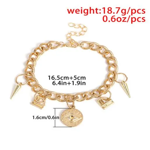 jewelry Punk charm bracelets rivet the eye of devil gold color bracelets for women hot fasion