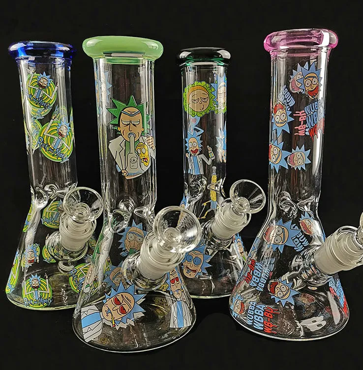 Couleurs bécher en verre bong conduites d'eau Rasta conception plate-forme pétrolière à la main marque bongs tuyau en verre joint de 18,8 mm