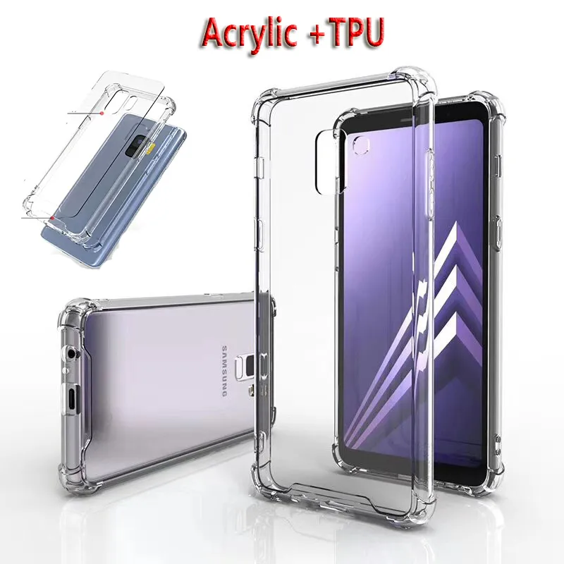 Transparent akrylfodral med stötfångare klart hårt rygg colver stötsäkra telefonfodral för ny iPhone 15 14 13 12 11 XR XS Max Obs 20U S22 A50 Huawei LG