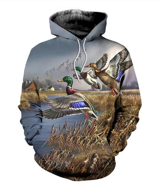 2020 Nouveau sweat-shirt de mode Hommes / femmes Sweats à capuche Chasse Duck Duck Imprime-shirts 3D Sweats Sweats gratuits MH0375