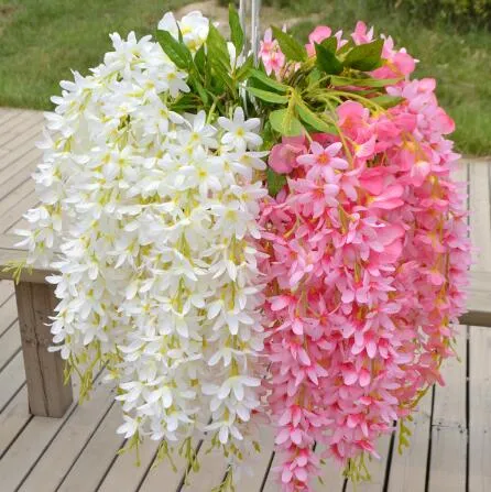 Растения Глициния вешать шелковые цветы искусственный виноградный цветок свадьба дома декор Флорес искусственные параки