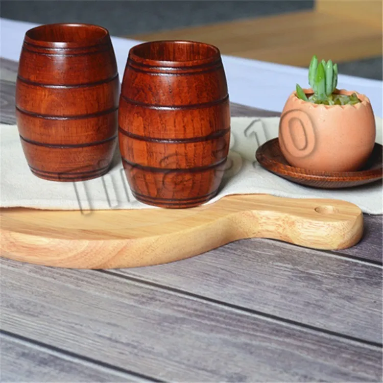 nuovo 10,5 * 6,5 cm Tazza di legno Tazze di legno naturale fatto a mano primitivo Colazione Birra Latte Bicchieri Bottiglia d'acqua da campeggio all'aperto DrinkwareT2I5269