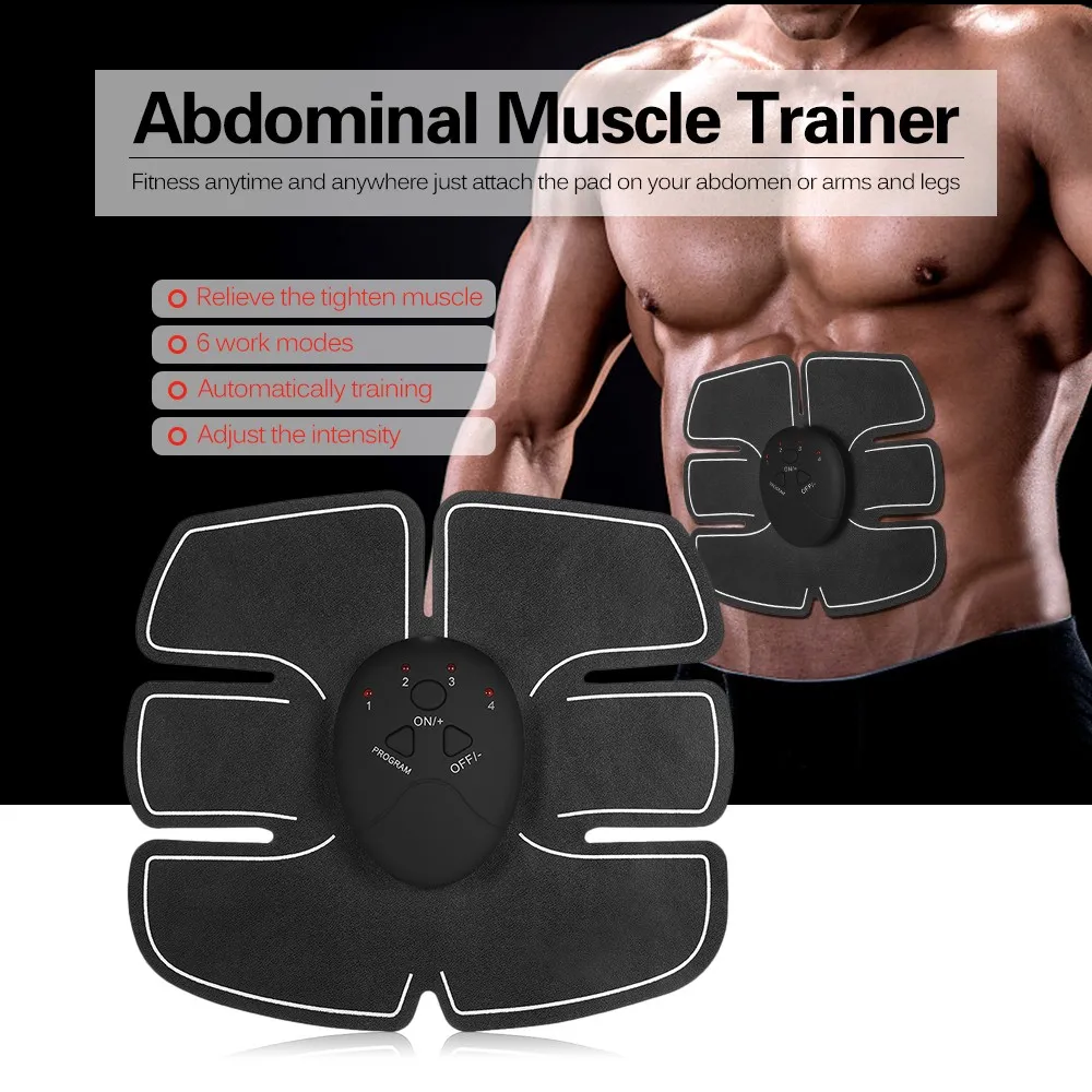 Electric Abdominal Muscle Stimulator Trainer Exerciser Unisex Smart Fitness Gym Stickers Body Slimming Massager Pad