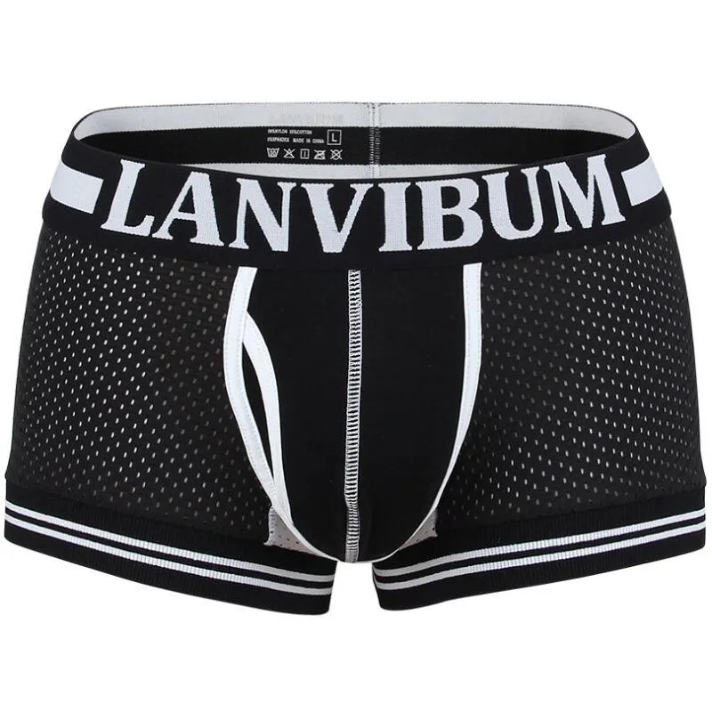 LANVIBUM Man Clothes Intimo Uomo Mesh Ondergoed New Fashion Cuecas Mutande Uomo Sexy Men s Underwear Male Erkek Boxer LA801