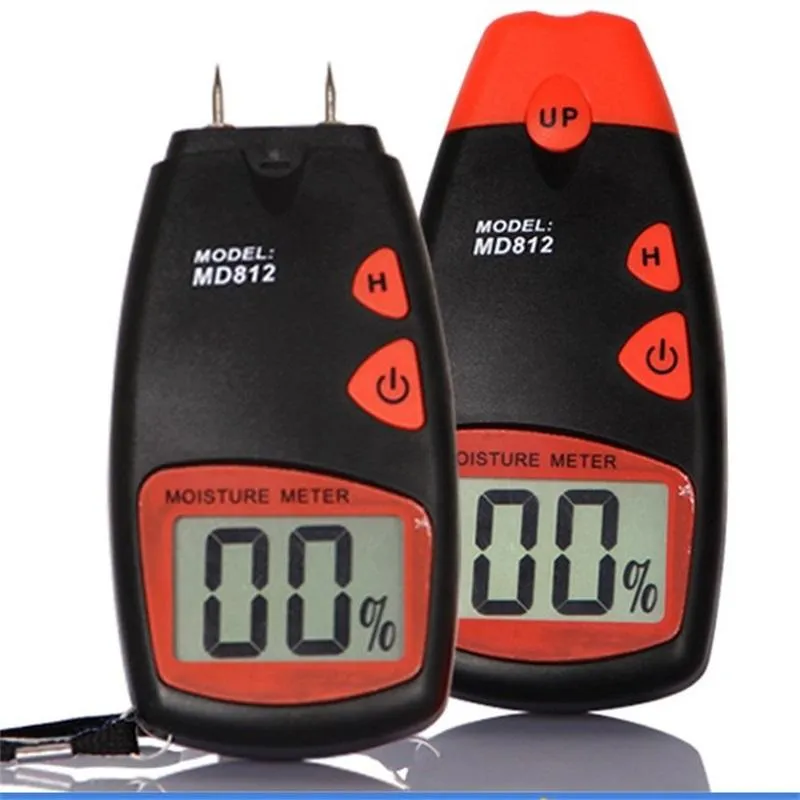 Igrometro digitale per legno MD812 LCD 2 pin Colore nero Tester di umidità Rilevatore di umidità Strumenti portatili per la lavorazione del legno 29wh E1