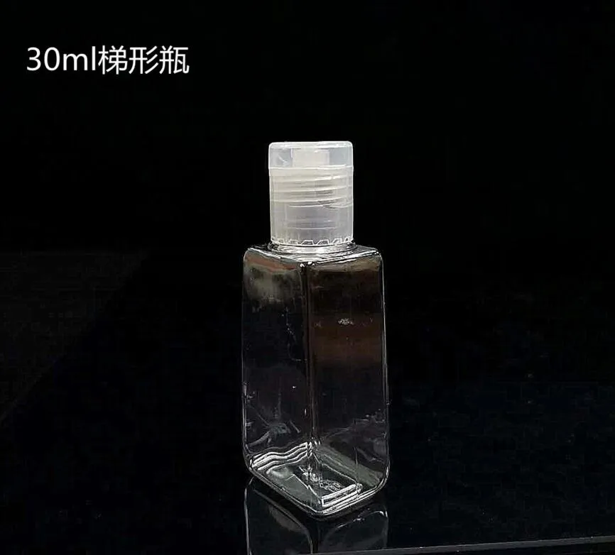 Bouteille de désinfectant pour les mains de 30 ml bouteilles d'emballage de désinfectant vide boîte trapézoïdale transparente PET bouchon à rabat bouteille de Gel pour les mains