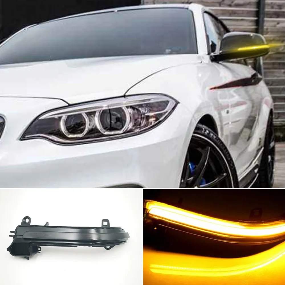 1 Zestaw Czarny Dynamiczny Dynamiczny Sygnał Światła do BMW 1 2 3 4 X1 M Series F20 F30 F31 F32 F33 F34 F36 E84 I3 Lusterko boczne Miga światło