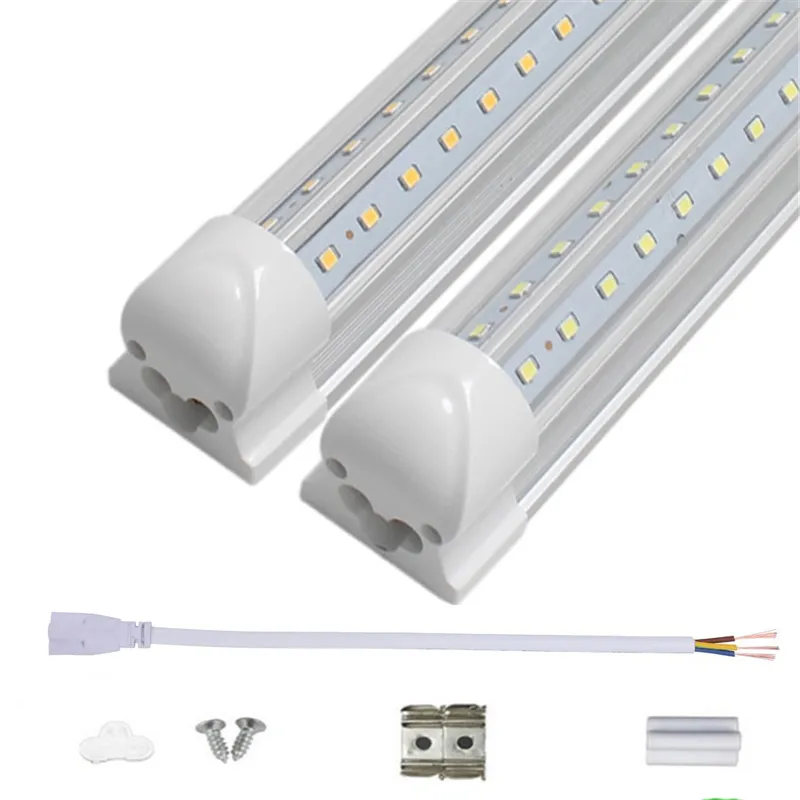 V-Shaped 2ft 3ft Soğutucu Kapı Led Tüpler T8 Entegre Led Tüpler 18W 28W AC85-265V Şeffaf kapak Çift Taraflı Led Işıklar