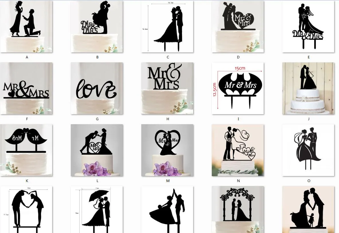 Tronzo Wedding Cake Topper Bride Groom Mr Mrs Wedding Decorations Acrylic Black