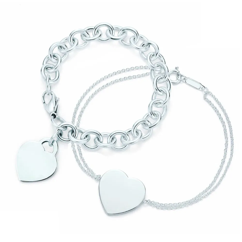 Nouveau 100% 925 en argent Sterling en forme de coeur femmes élégant Bracelet serrure Bracelet argenterie correspondant monde bijoux cadeaux