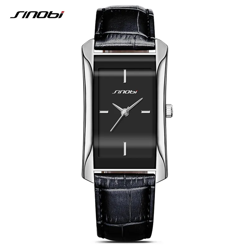 SINOBI Elegant Women's Rectangle Wrist Watches Durable Leather Watchband Top Luxury Brand Ladies Geneva Quartz Clock Female Gift