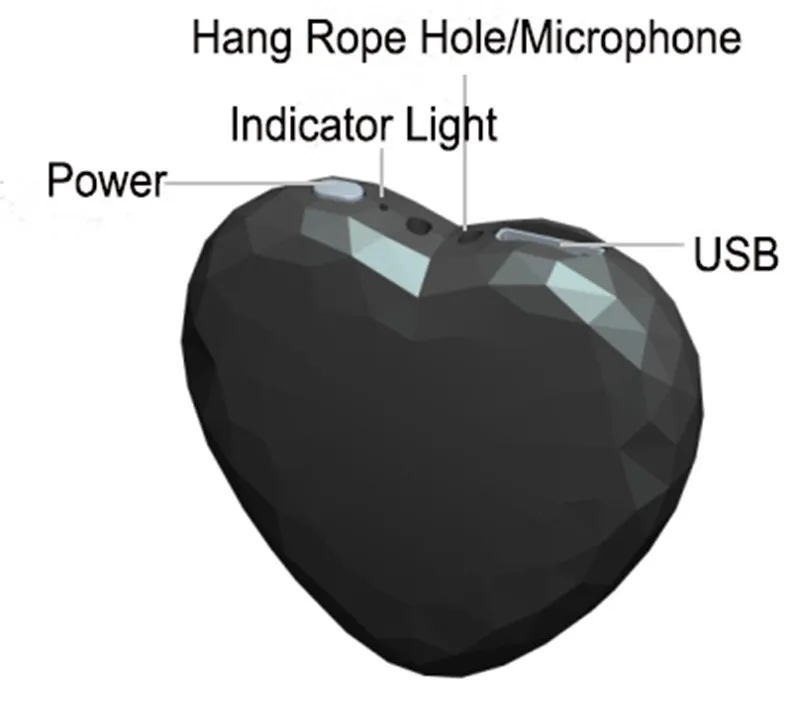 Брелок в форме сердца, мини-цифровой диктофон, 8 ГБ, 16 ГБ, носимое ожерелье, подвеска, аудиорегистратор с голосовой активацией, с розничной продажей b6609978