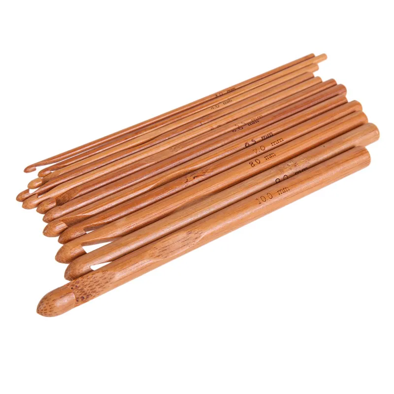 12st 15 cm bambu stickor nålar virkade krokar set diy stickning väv garn behöv hantverk 3mm-10mm hemverktyg256t