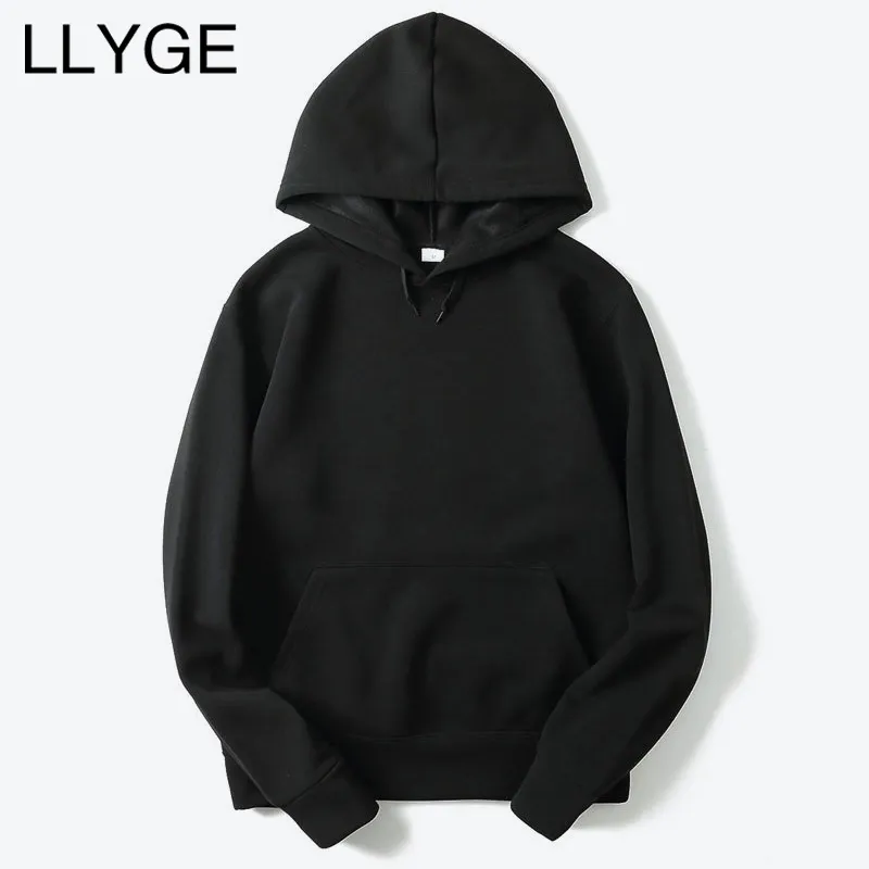 LLYGE 2018 New Men Casual Hoodies Streetwear Hip Hop Basic Solid Male Hooded Sweatshirts Hoody Autumn Mens Hoodies Dropshipping