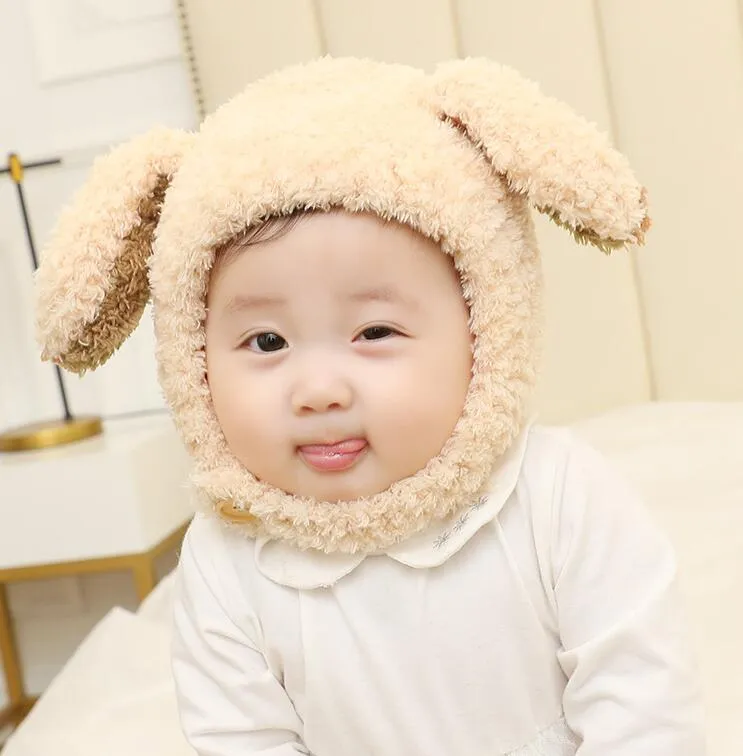 bébé doux lapin oreille chapeau d'hiver corail polaire infantile chaud chapeau mode lapin oreilles chaud beanie chapeau longue oreille lapin chien cap