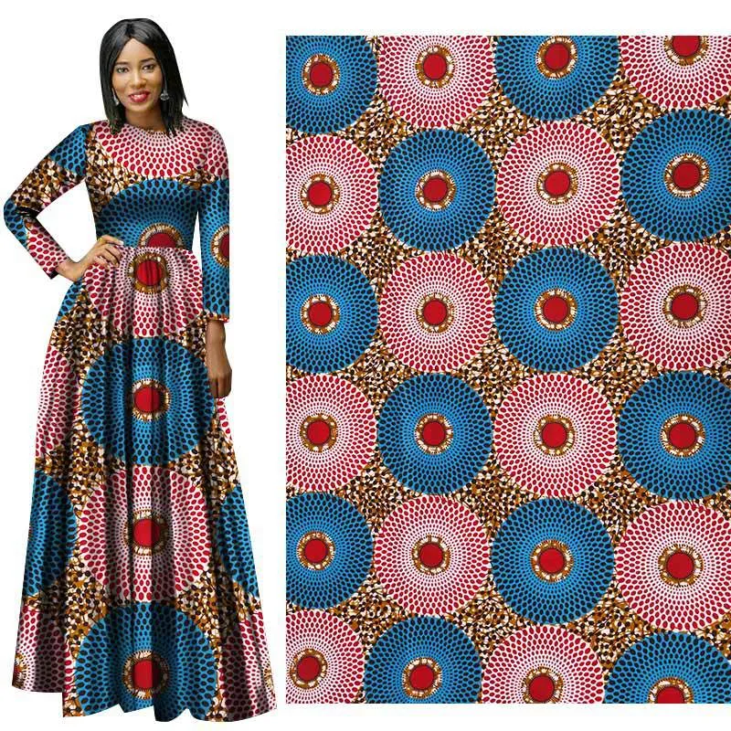 Ankara African Polyester Wax Prints Fabric Binta Real Wax Högkvalitativ 6 meter / Lot Afrikanskt Tyg för Party Dress