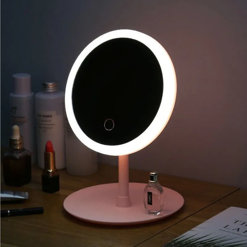 LED Makeup Mirror Adjustable 3 Light Makeup Mirror With Lamp Desktop Rechargeable Girl Portable Mirror Table Lamp XD23559