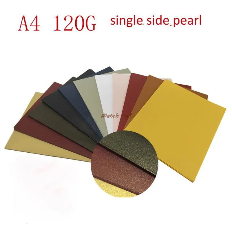 Atacado- 100 pcs / lote A4 tamanho 21 * 29.7cm 120gsm único papel de pérola de superfície / cores brancas para escolha, caixa de broca de caixa diy