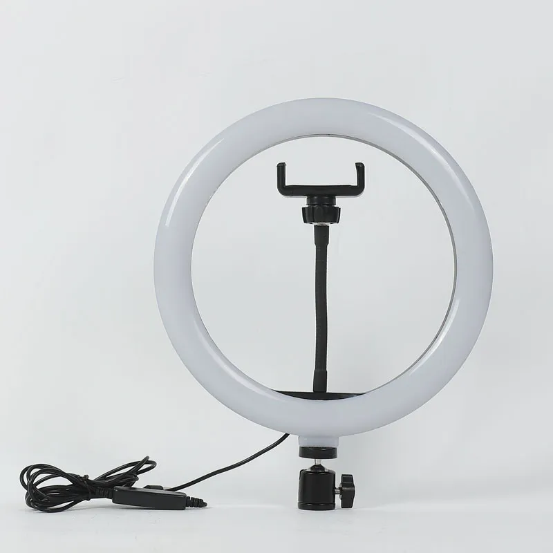 Fotografi LED selfie ringljus 26cm trehastighetssteglösning dimbar med telefonhållare för smink Video Live Studio 10st / Lot