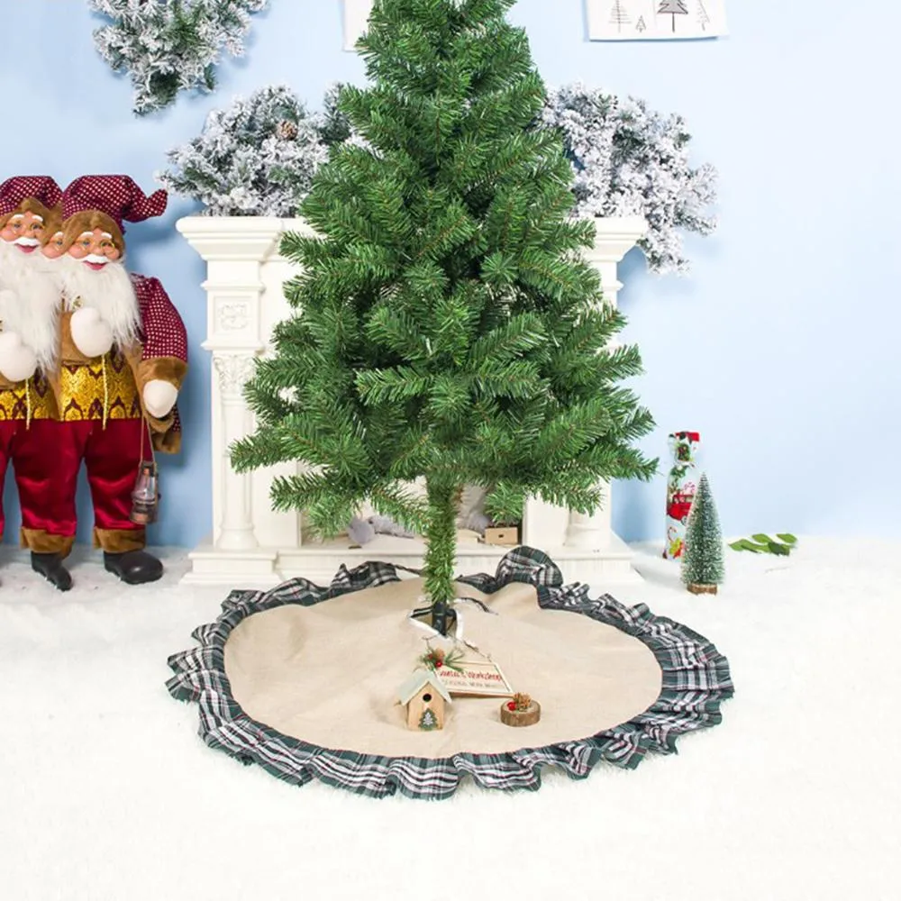 100cm 크리스마스 트리 스커트 크리스마스 패브릭 격자 무늬 Arbol de Navidad Grande Falda de Arbol Navidadchristmas Tree Carpet @10