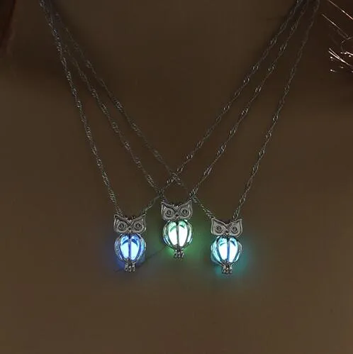 Collana con pendente a forma di gufo incandescente, girocollo con gioielli luminosi e carini, regalo di Natale in 3 colori per collana da donna, moda Dropshipping GB66