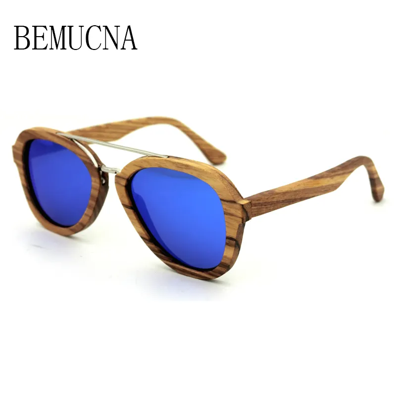 Luxury-BEMUCNA 2018 the new sunglasses men stylish bamboo-wood glasses metal nose wood sunglasses polarizers 0036 100%handmade