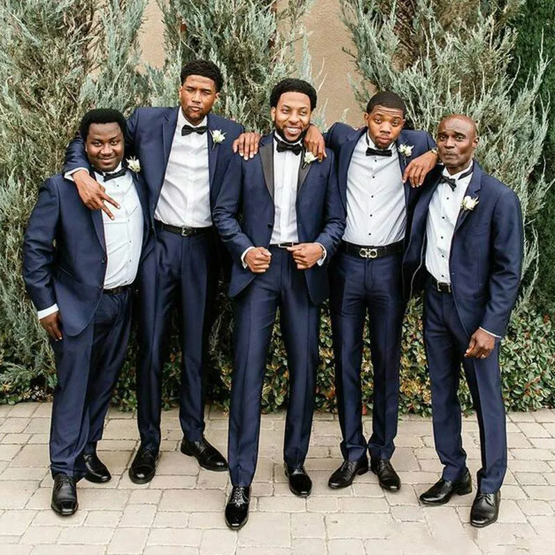 Navy Blue Peaked Lapel Groomsmen Tuxedo Set Slim Fit Mens Suit For Prom And Parties Jacket And Navy Blue Work Pants Included From Foreverbridal 73.73 DHgate.Com