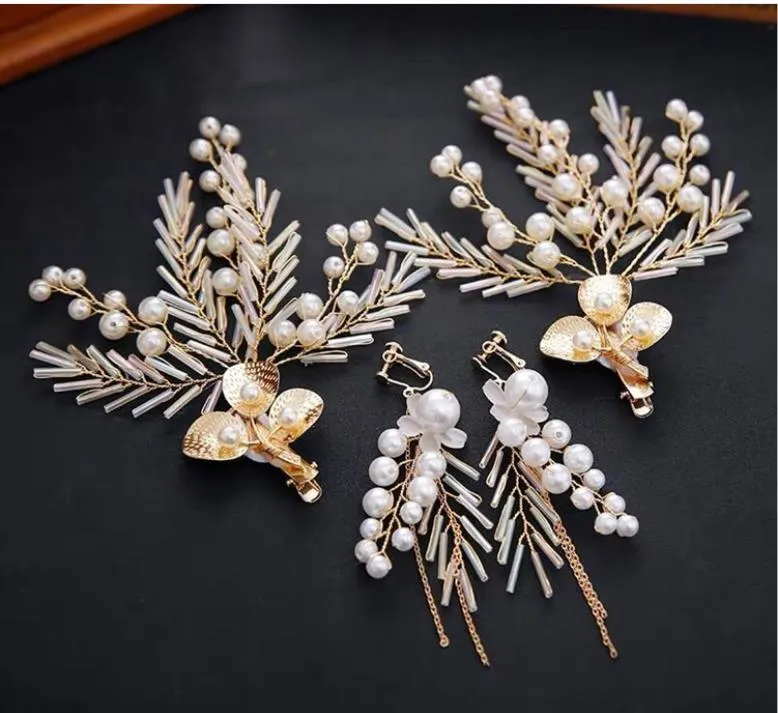 Diadema da sposa con perline fermaglio per capelli gioielli fatti a mano con clip laterale semplici accessori per abiti da sposa