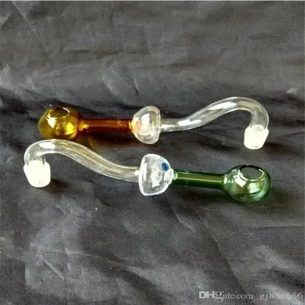 Färg svamp lång krökt kruka glas bongs tillbehör glas rökrör färgglada mini multi-färg handrör bästa sked glas