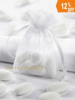 Toptan-Ücretsiz Kargo-100 adet 9x7 cm Beyaz Organze Çanta, Christams Düğün Hediyelik Çanta, Jewlery Çanta Hediye Paketleme Torbaları (JCO-ZA01)