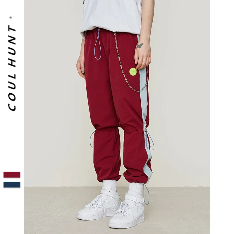 2019 SS Skateboard cheville cordon pantalon Streetwear côté rayure Cargo pantalons de survêtement mince coupe-vent taille élastique hommes pantalon