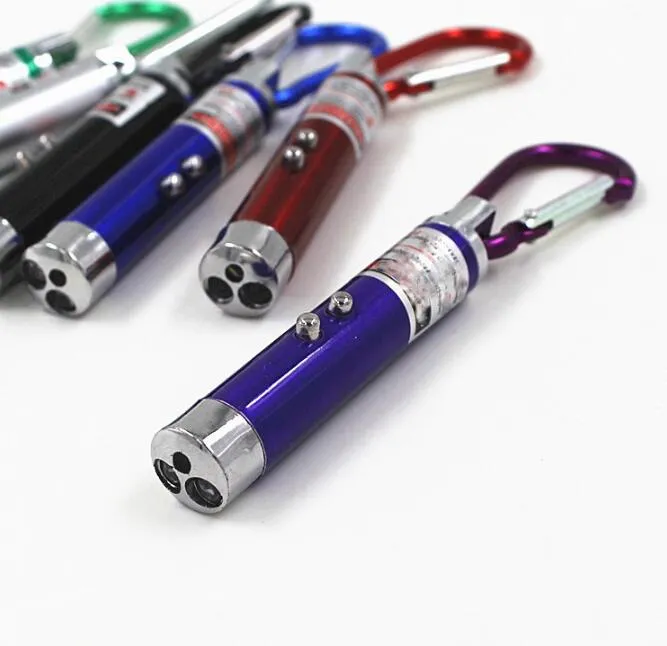 outdoor 3 in1 mini LED Flashlight UV purple Torch Light Aluminum keychain Torch Carabiner Ring Keyrings Flashlight Red Laser Pointer