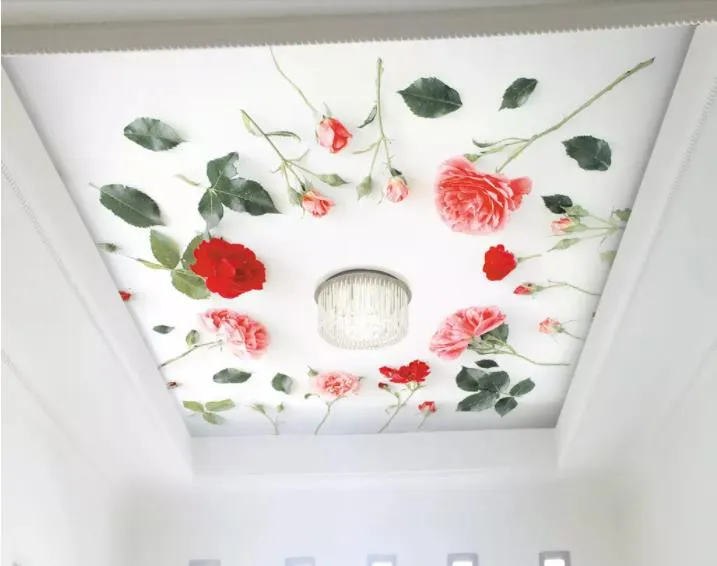 Foto personalizzata 3d wallpaper murale Fresco 3d rosa fiore soffitto HD seta TV sfondo muro sfondo per soggiorno