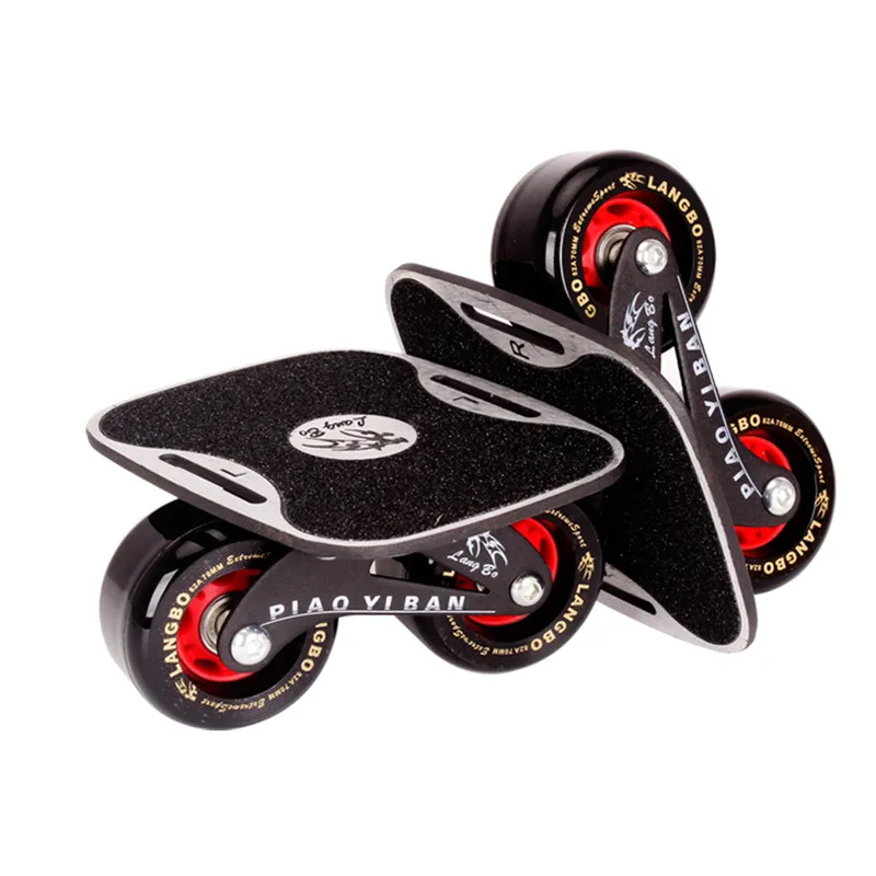 اللوحة اثنين من عجلات PU الألومنيوم سبائك التزلج على طريق Freeline Roller Road Drift antislip Deck Skates Wakeboard IB97