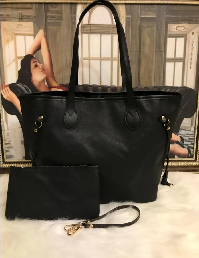 Zwart reliëf designer handtassen portemonnee tote bag pu leer mode designer tassen vrouwen beroemde merk schoudertas portemonnee MM maat hoge qualit