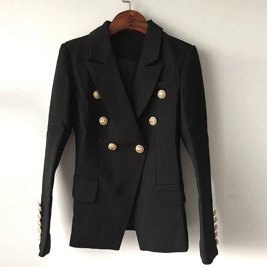 En Kaliteli Yeni Moda 2019 Tasarımcı Blazer Ceket kadın Çift Göğüslü Metal Aslan Düğmeleri Blazer Dış Boyutu S-XXXL T191016