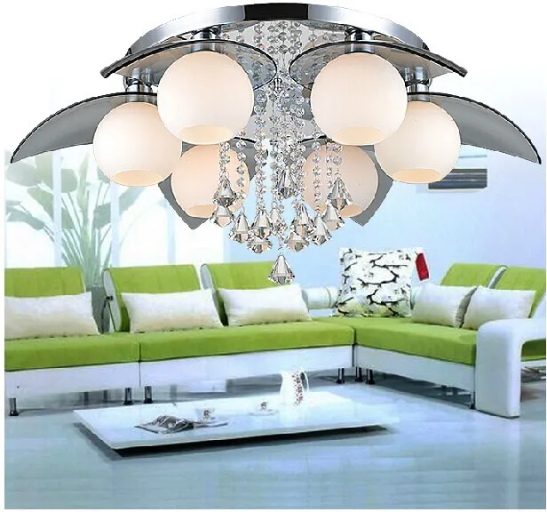 Modern K9 Crystal Colrful LED Light ljuskrona Lampa Hem Deco Glass Ball LED Chandelier Light Fixture Remoter Control