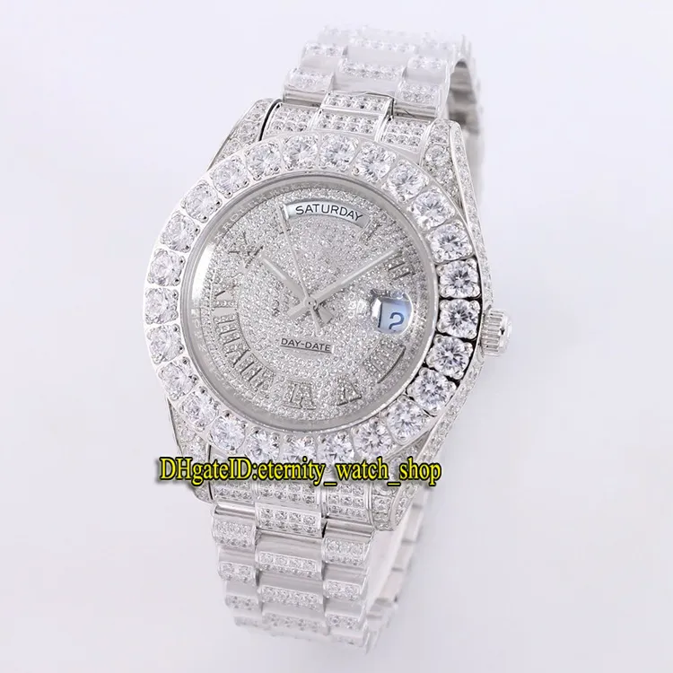 Meilleure version 218399 218349 118348 m118389 Montre automatique Mens Sapphire Rome cadran numérique gros diamants inlay Bezel Glacé diamant Montres