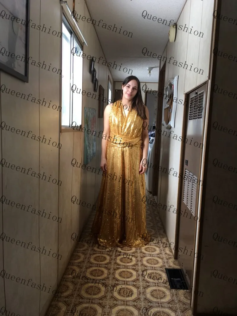 green emerald velvet dress Sparkly Mismatched Gold Side-split Mermaid Long Bridesmaid Dress, WG86 –  SposaBridal main image 1