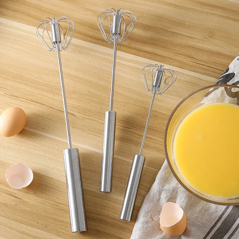 Semi-Automatic Egg Whisk Hand Push Egg Beater Stainless Steel Blender Mixer