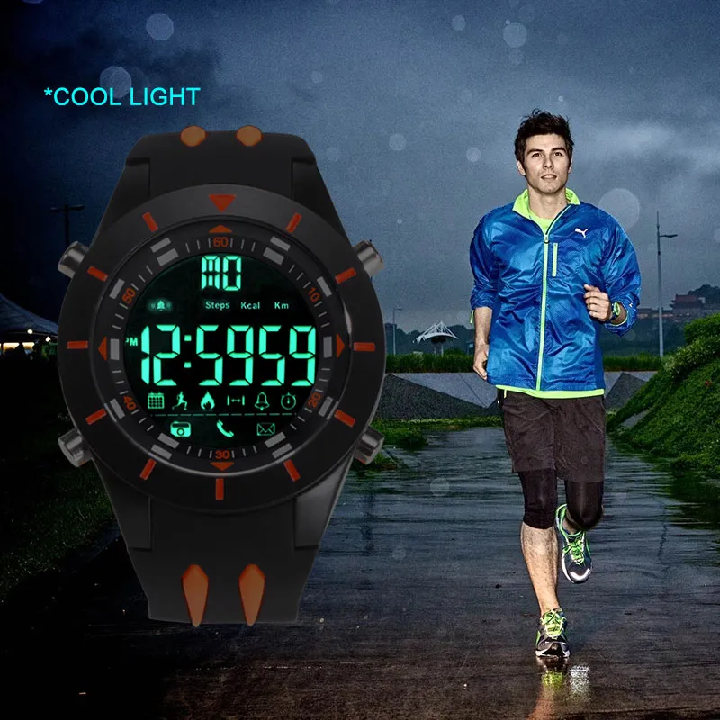 Montre-bracelets numériques Affichage de chute à gros cadran imperméable sport extérieur Black Clock Shock LED Watch Silicone Men 8002