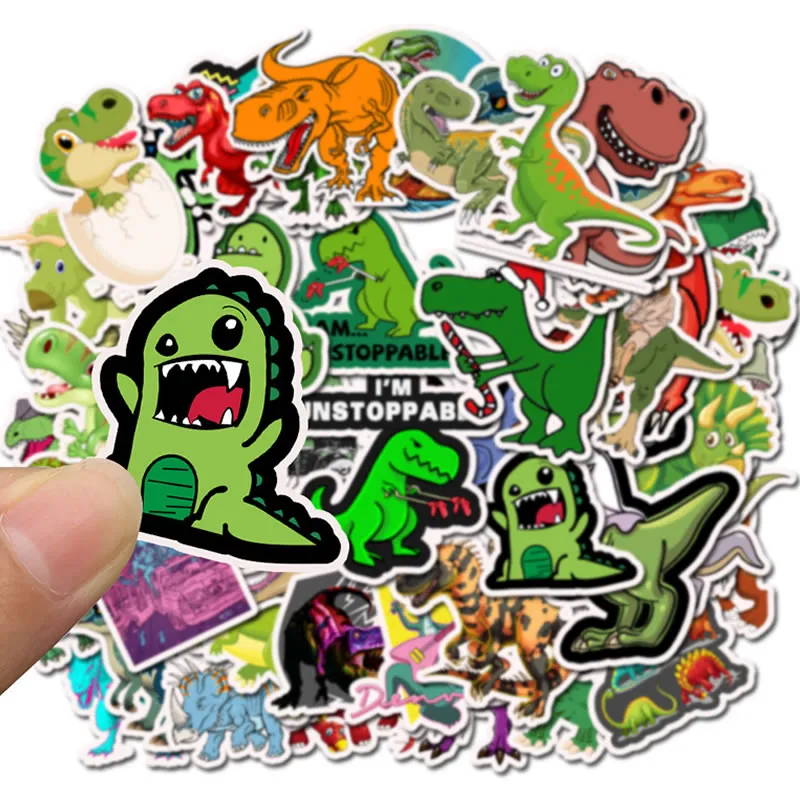 50 stks / pak Leuke Dinosaurus Grappige Stickers Koffer Koelkast Gitaar Skateboard Kinderen Graffiti Waterdichte Sticker Kids Toy