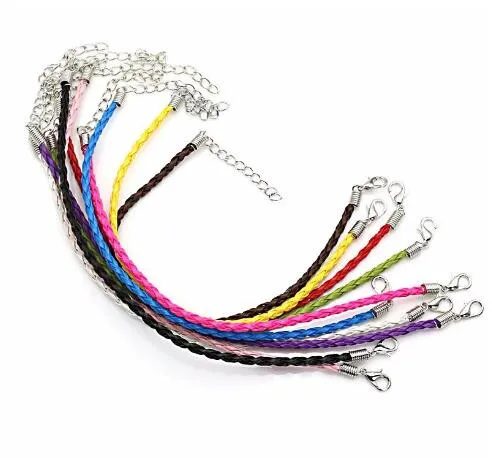 3MM Handmade DIY Woven Twist Bracelet PU Woven Leather Rope Bracelet Fashion Jewelry DIY For Women & Men GB1587