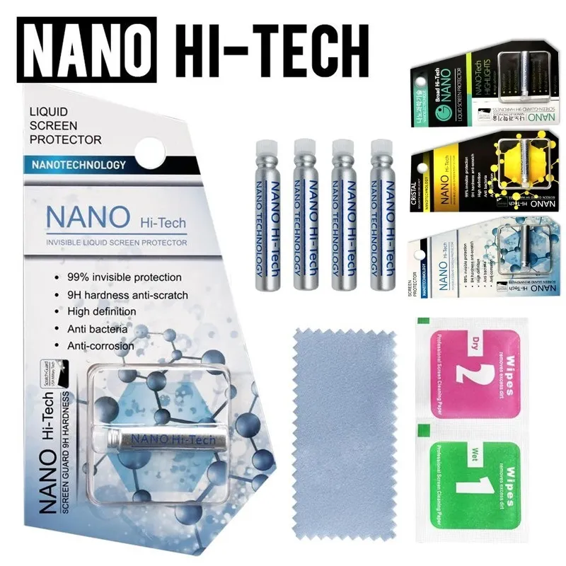 1ml flytande nano tech skärmskydd 3d krökt kant anti scratch tempererad glasfilm för iPhone 13 12 11 x 7 8 11 Samsung S8 S10 S20