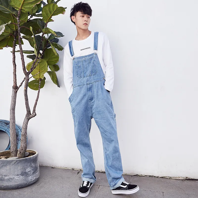 Gallickan Mens Jeans Overalls Straight Denim Jumpsuits Hip Hop Men