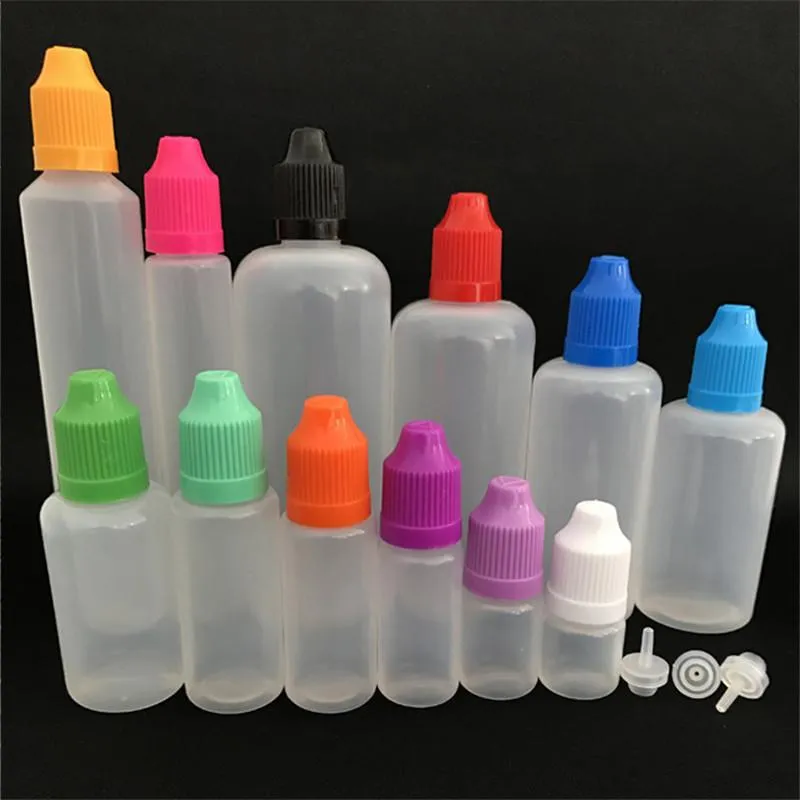 لينة نمط PE إبرة زجاجة 10ML بلاستيك القطارة زجاجات الطفل قبعات والدليل على LDPE E السائل زجاجة فارغة