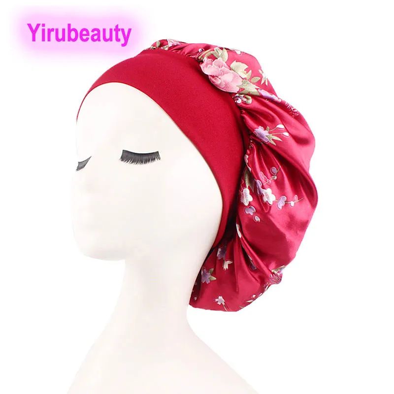 CACHDRESS Cetim Floral Wide-Break Night Cap Chemo Cap De Perda De Cabelo Cap De Cabelo Proteção De Cabelo Dormindo Bonetos 8 Pieces / Lote