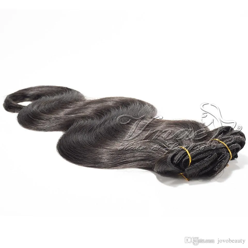 VMAE MALEISSIAAN NO REMY Maagd Haar Cuticle uitgelijnd Natuurlijke Kleur 100G-200G Body Wave Clip in Menselijk Hair Extensions