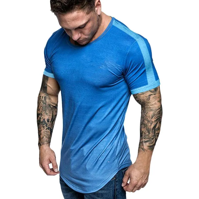 Mens gradient color summer trendy cotton breathable loose casual t shirts store